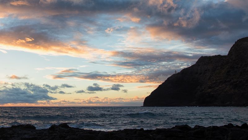 Sunning View of Mountains and Ocean