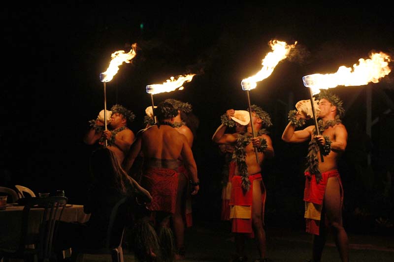 Luau dancers with torches